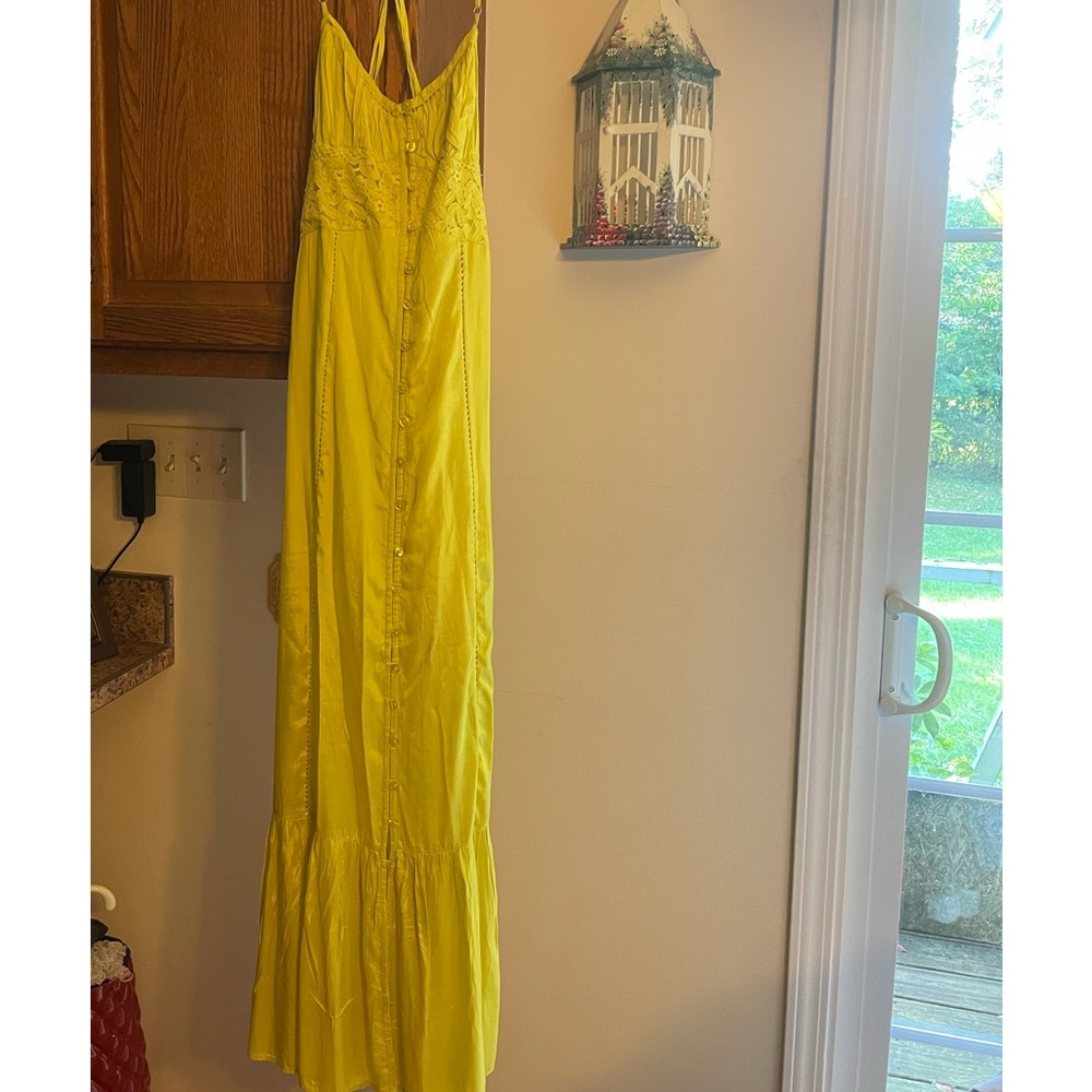 Urban Outfitters cross back, spaghetti strap, floor length, lined dress